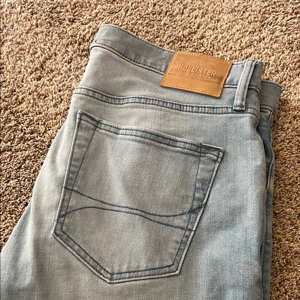 Hollister Men's Denim Slim Jeans - Light blue